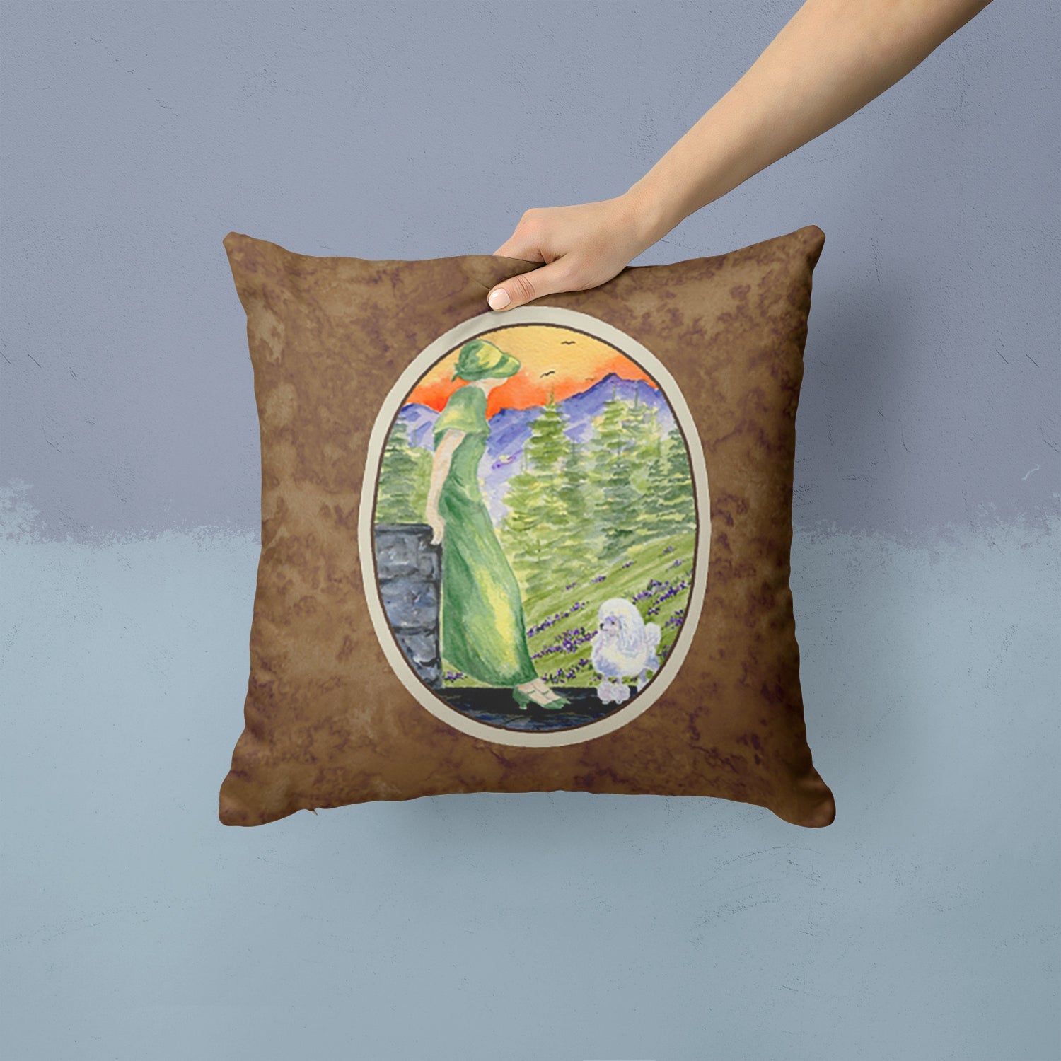 Poodle Decorative Throw Pillow 14x14 Indoor Outdoor Accent Cushion, Fabric Cover with Insert for Sofa, Bed, Porch & Living Room