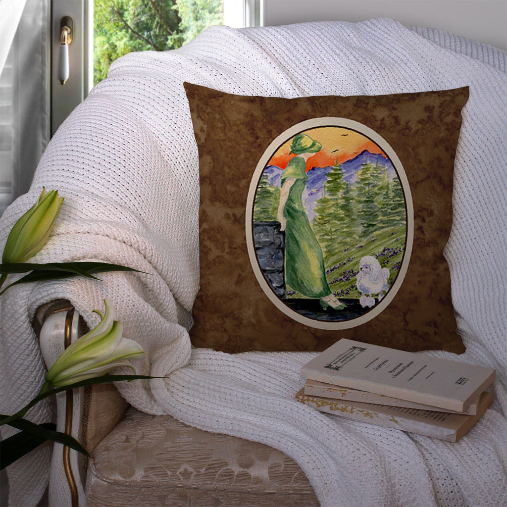 Poodle Decorative Throw Pillow 14x14 Indoor Outdoor Accent Cushion, Fabric Cover with Insert for Sofa, Bed, Porch & Living Room