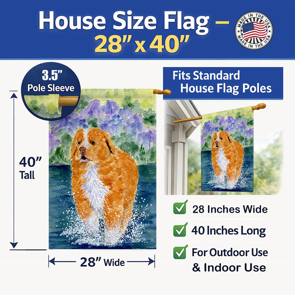 Nova Scotia Duck Toller House Flag 28x40 Porch Sleeve Pole Decorative Outside Yard Banner Artwork Wall Hanging, Polyester