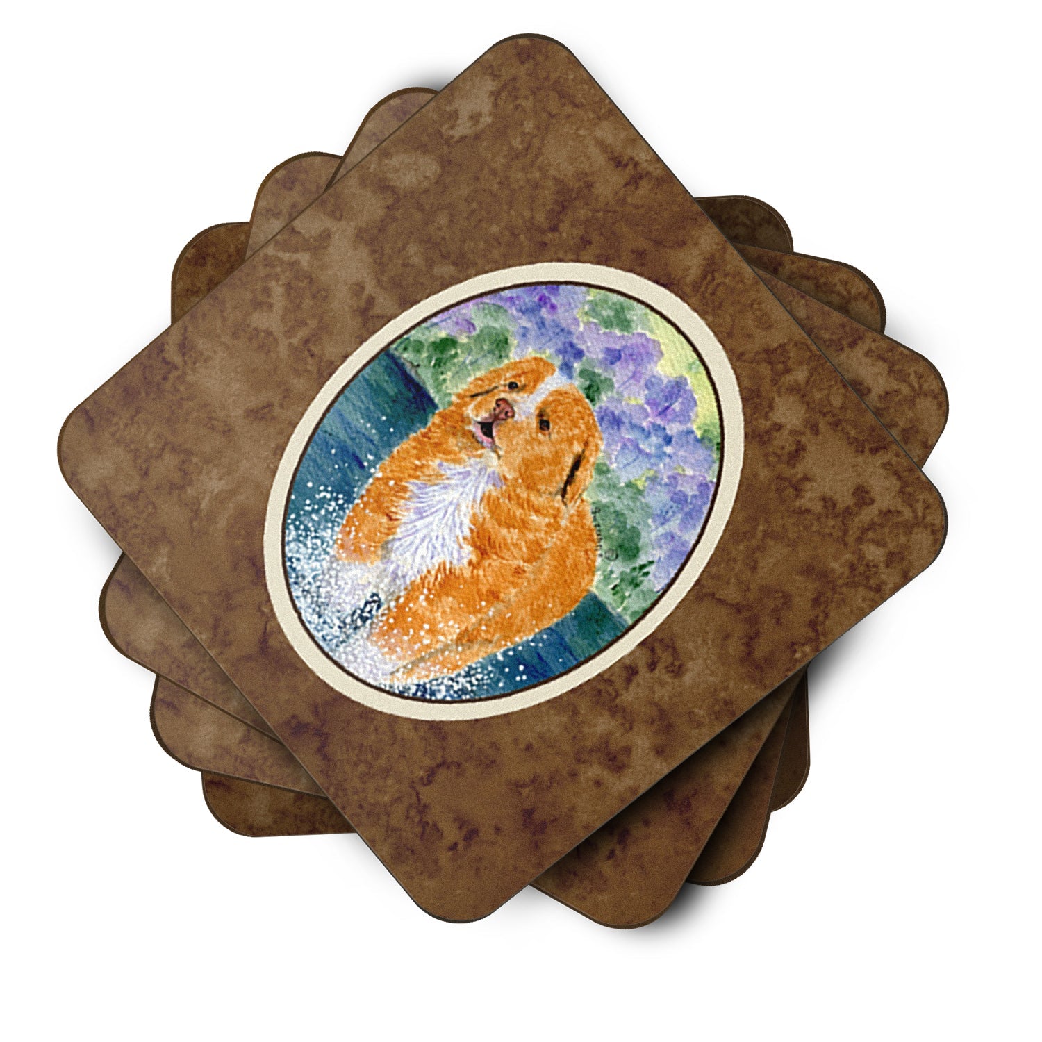 Nova Scotia Duck Toller Foam Coasters Set of 4 Cup Coasters for Indoor Outdoor, Tabletop Protection, Anti Slip, Mouse pad Material