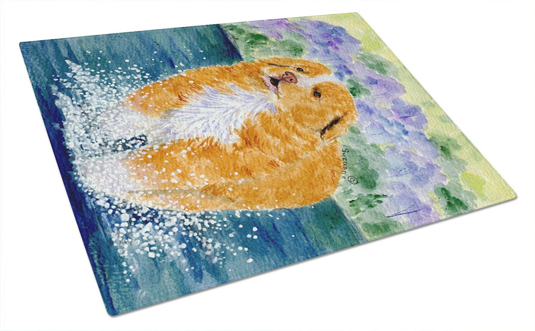 Nova Scotia Duck Toller Cutting Board Tempered Glass Kitchen Cutting Surface, Heat Resistant Chopping, Non-Slip Feet, Food Prep & Serving