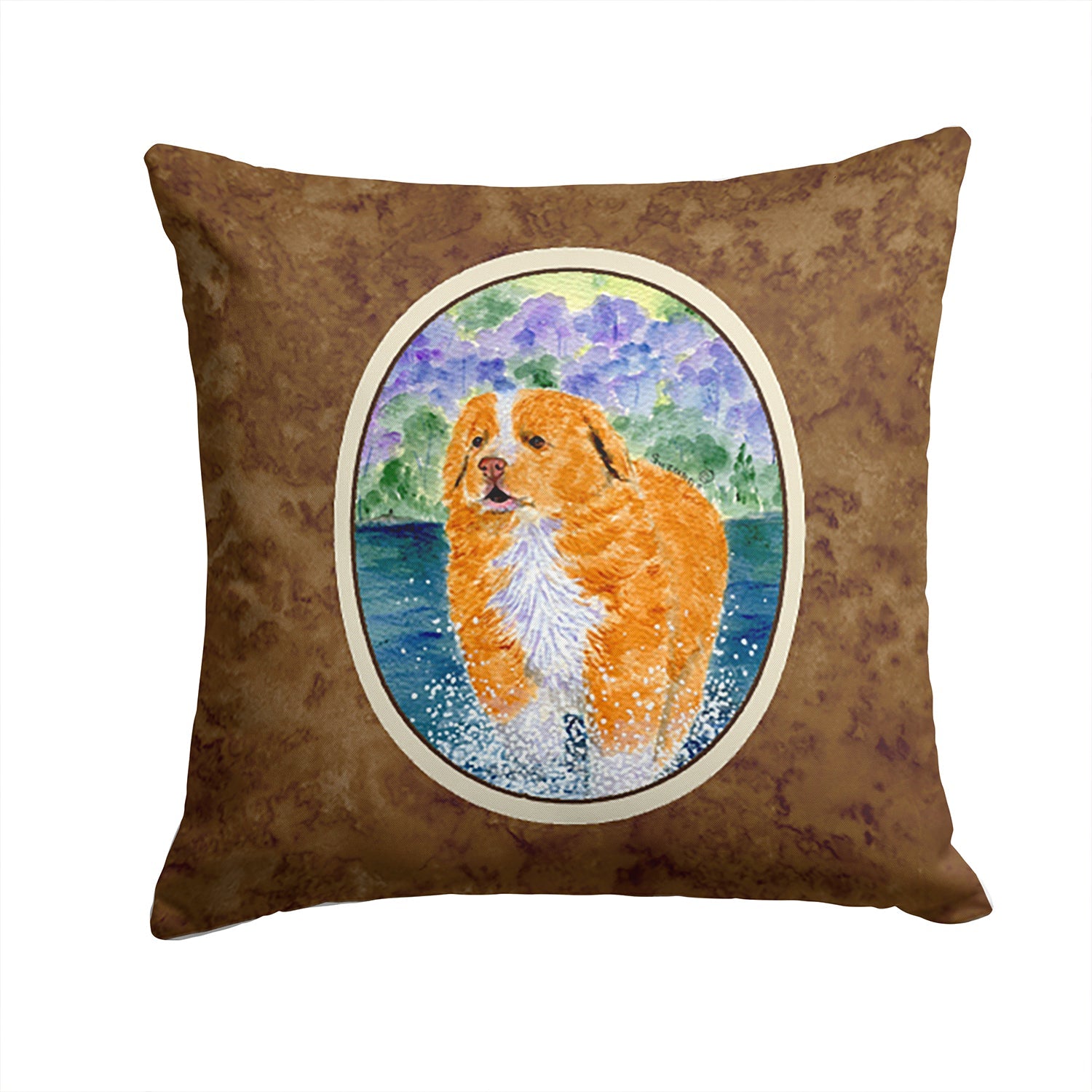 Nova Scotia Duck Toller Decorative Throw Pillow 14x14 Indoor Outdoor Accent Cushion, Fabric Cover with Insert for Sofa, Bed, Porch & Living Room