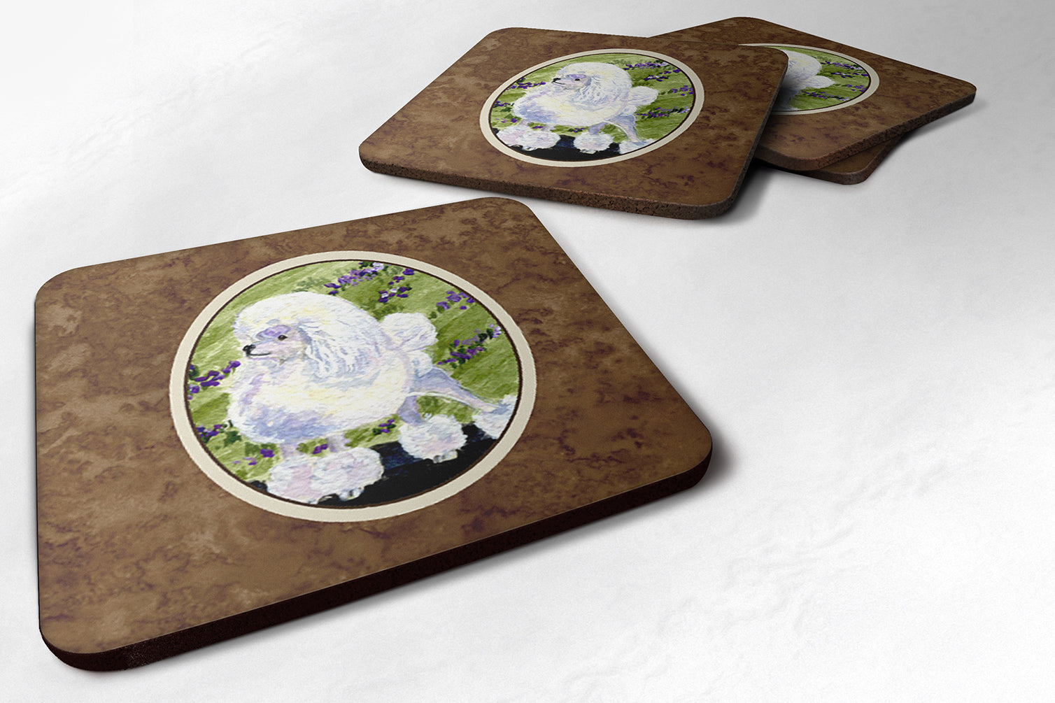 Poodle Foam Coasters Set of 4 Cup Coasters for Indoor Outdoor, Tabletop Protection, Anti Slip, Mouse pad Material