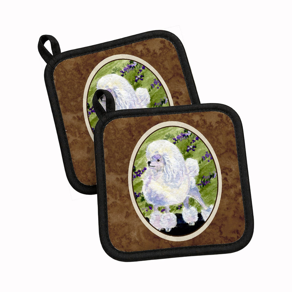 Poodle Pot Holder Set of 2 Heat Resistant Quilted Hot Pads 7.5 x 7.5 Inch, Insulated Kitchen Trivets for Cooking & Baking