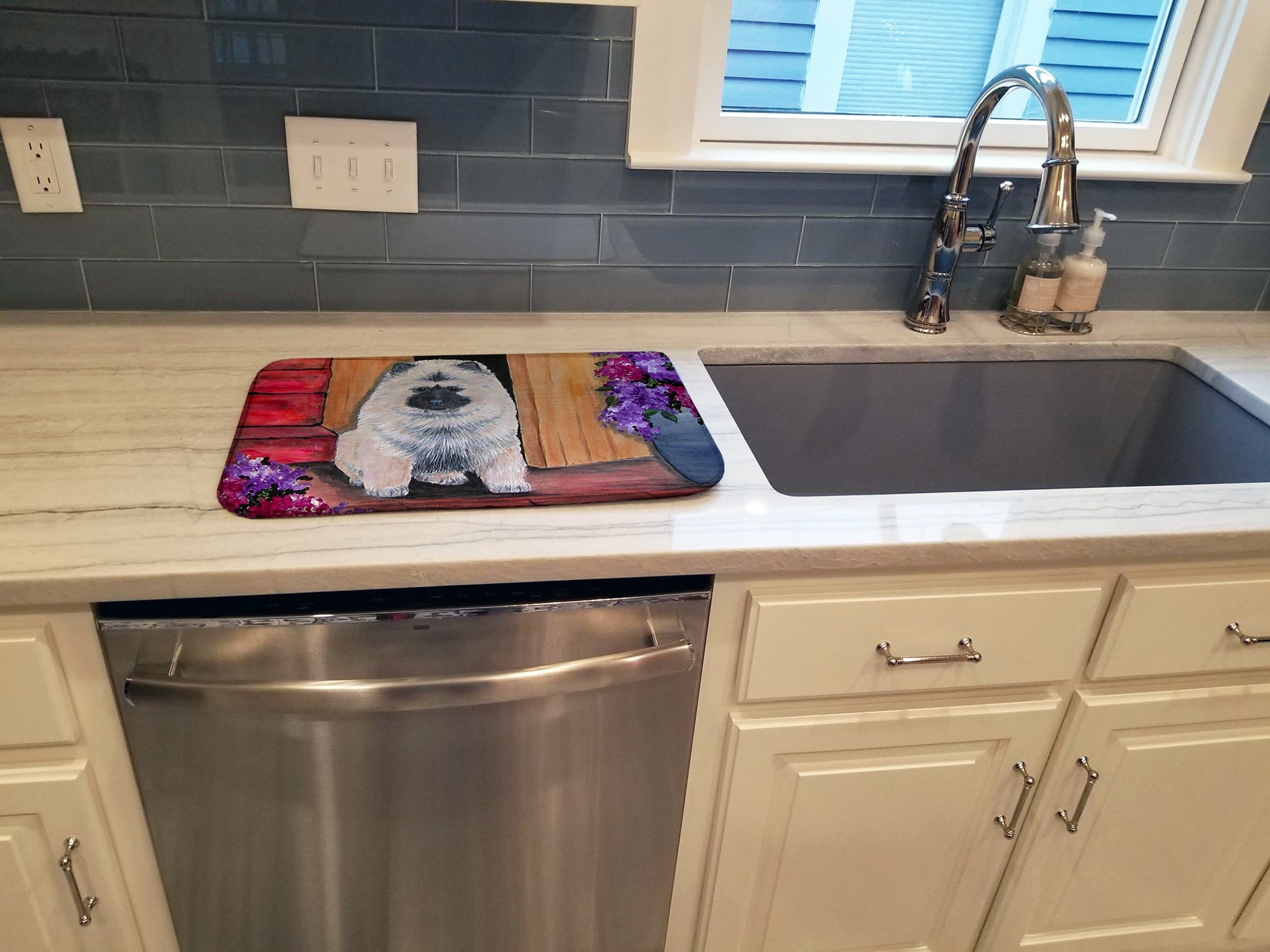 Keeshond Dish Drying Mat Absorbent Dish Drying Mat Pad for Kitchen Counter Dish Drainer Mat for Countertop, 14 x 21", Multicolor