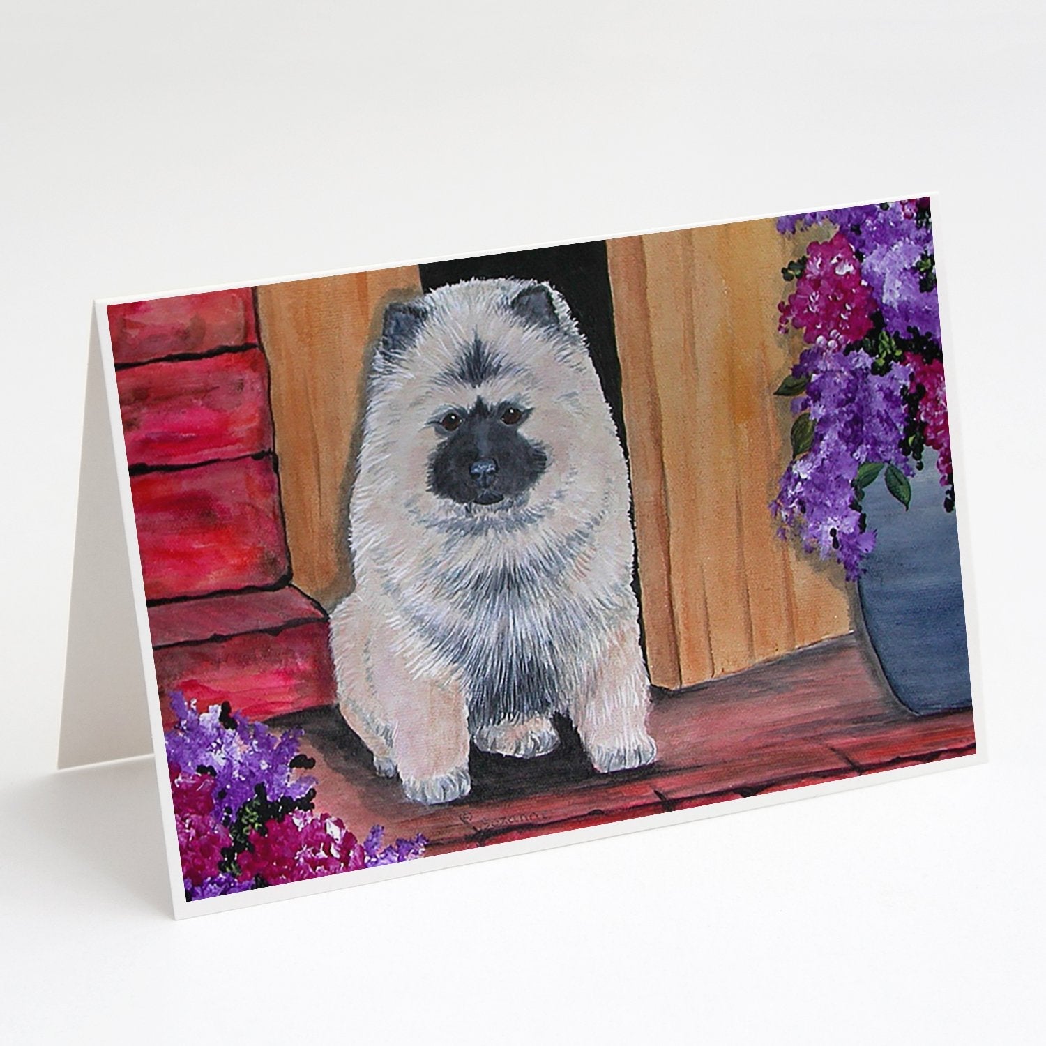 Keeshond Greeting Cards Pack of 8 Blank Cards with Envelopes Whimsical A7 Size 5x7