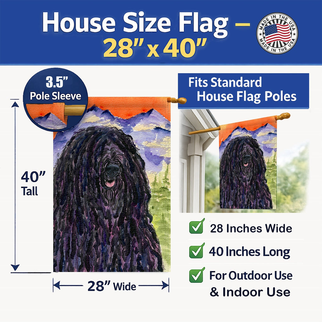 Puli House Flag 28x40 Porch Sleeve Pole Decorative Outside Yard Banner Artwork Wall Hanging, Polyester