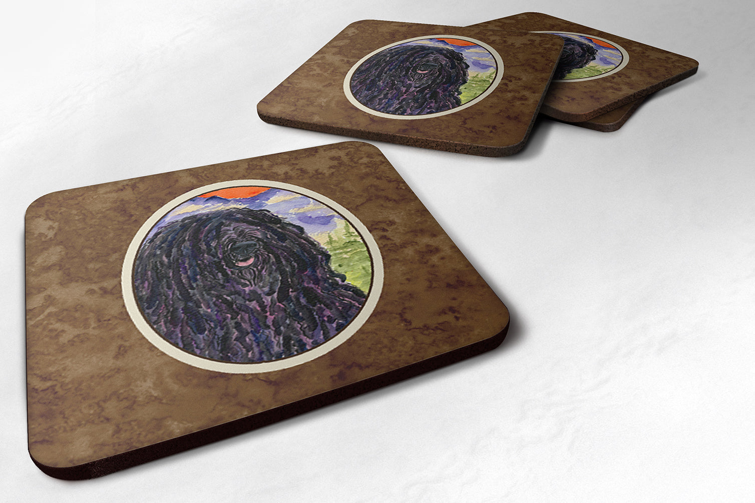 Puli Foam Coasters Set of 4 Cup Coasters for Indoor Outdoor, Tabletop Protection, Anti Slip, Mouse pad Material