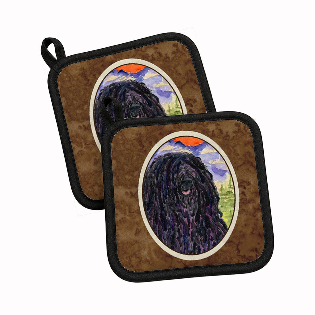 Puli Pot Holder Set of 2 Heat Resistant Quilted Hot Pads 7.5 x 7.5 Inch, Insulated Kitchen Trivets for Cooking & Baking