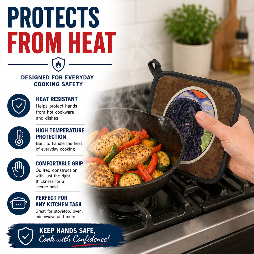 Puli Pot Holder Set of 2 Heat Resistant Quilted Hot Pads 7.5 x 7.5 Inch, Insulated Kitchen Trivets for Cooking & Baking