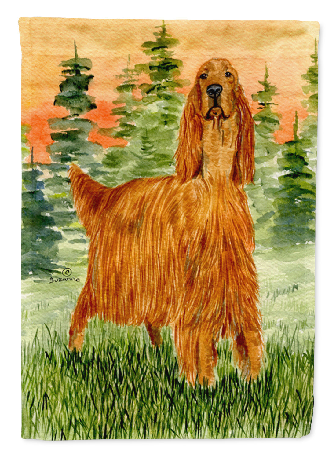Irish Setter House Flag 28x40 Porch Sleeve Pole Decorative Outside Yard Banner Artwork Wall Hanging, Polyester