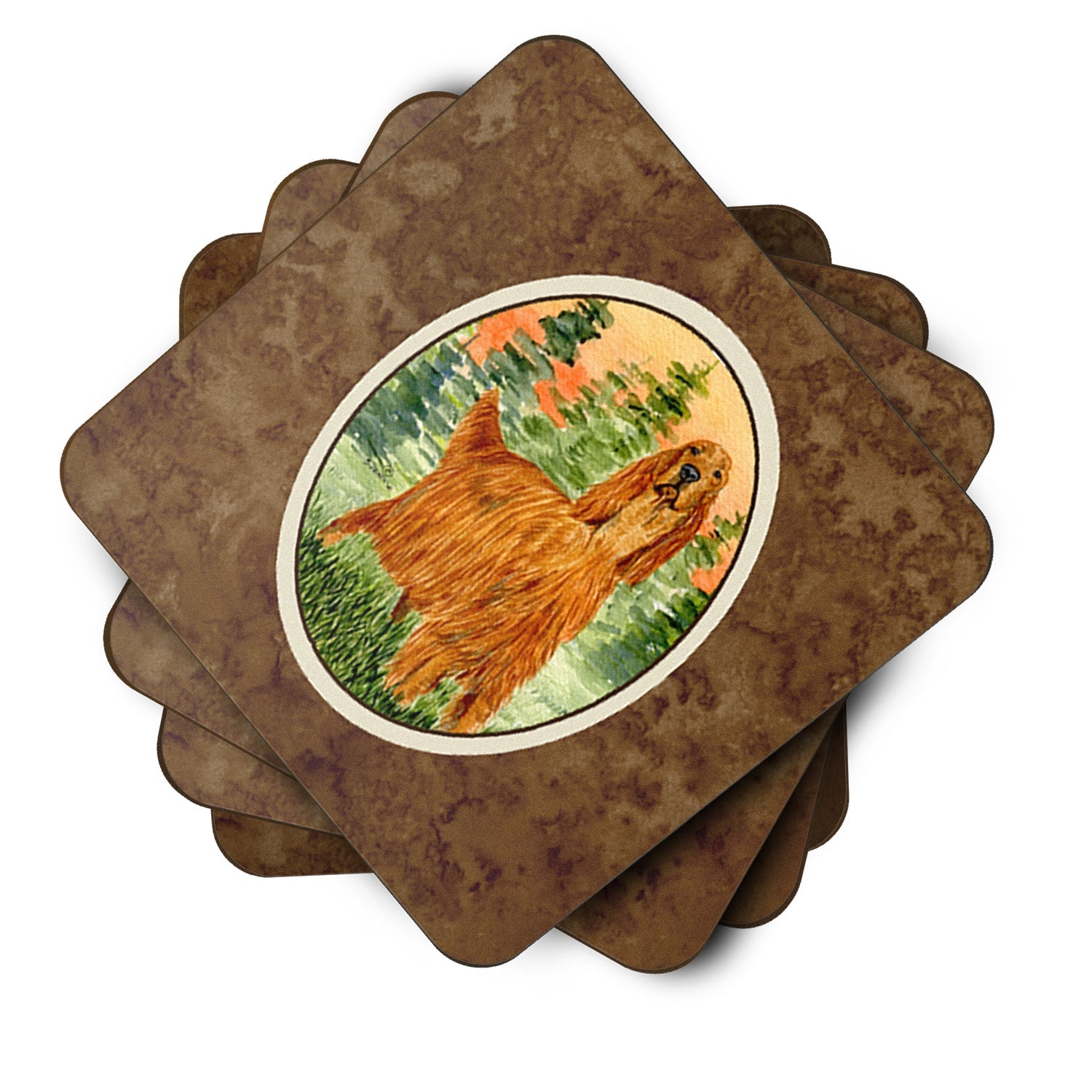 Irish Setter Foam Coasters Set of 4 Cup Coasters for Indoor Outdoor, Tabletop Protection, Anti Slip, Mouse pad Material