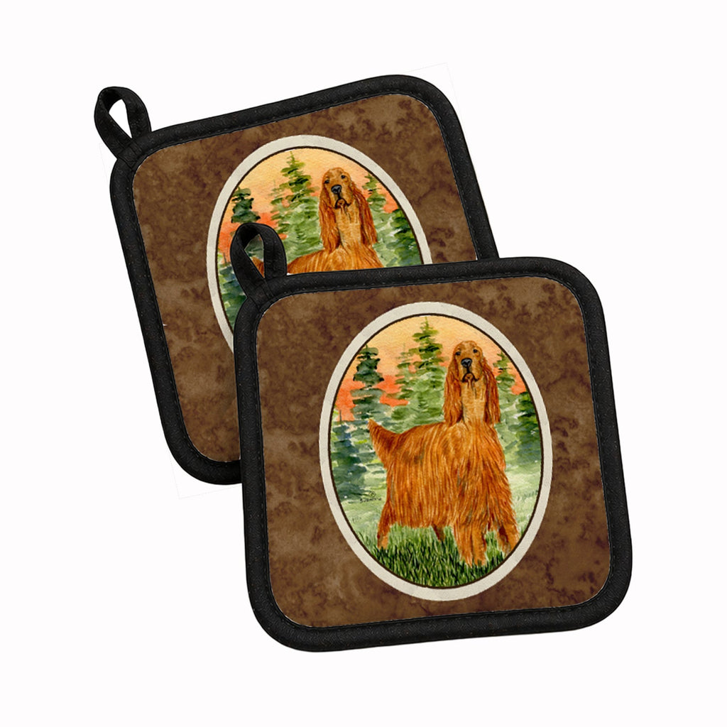 Irish Setter Pot Holder Set of 2 Heat Resistant Quilted Hot Pads 7.5 x 7.5 Inch, Insulated Kitchen Trivets for Cooking & Baking