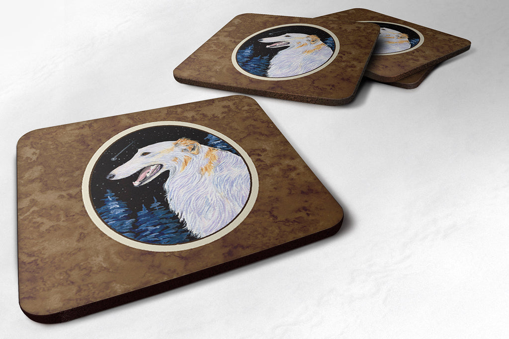 Borzoi Foam Coasters Set of 4 Cup Coasters for Indoor Outdoor, Tabletop Protection, Anti Slip, Mouse pad Material