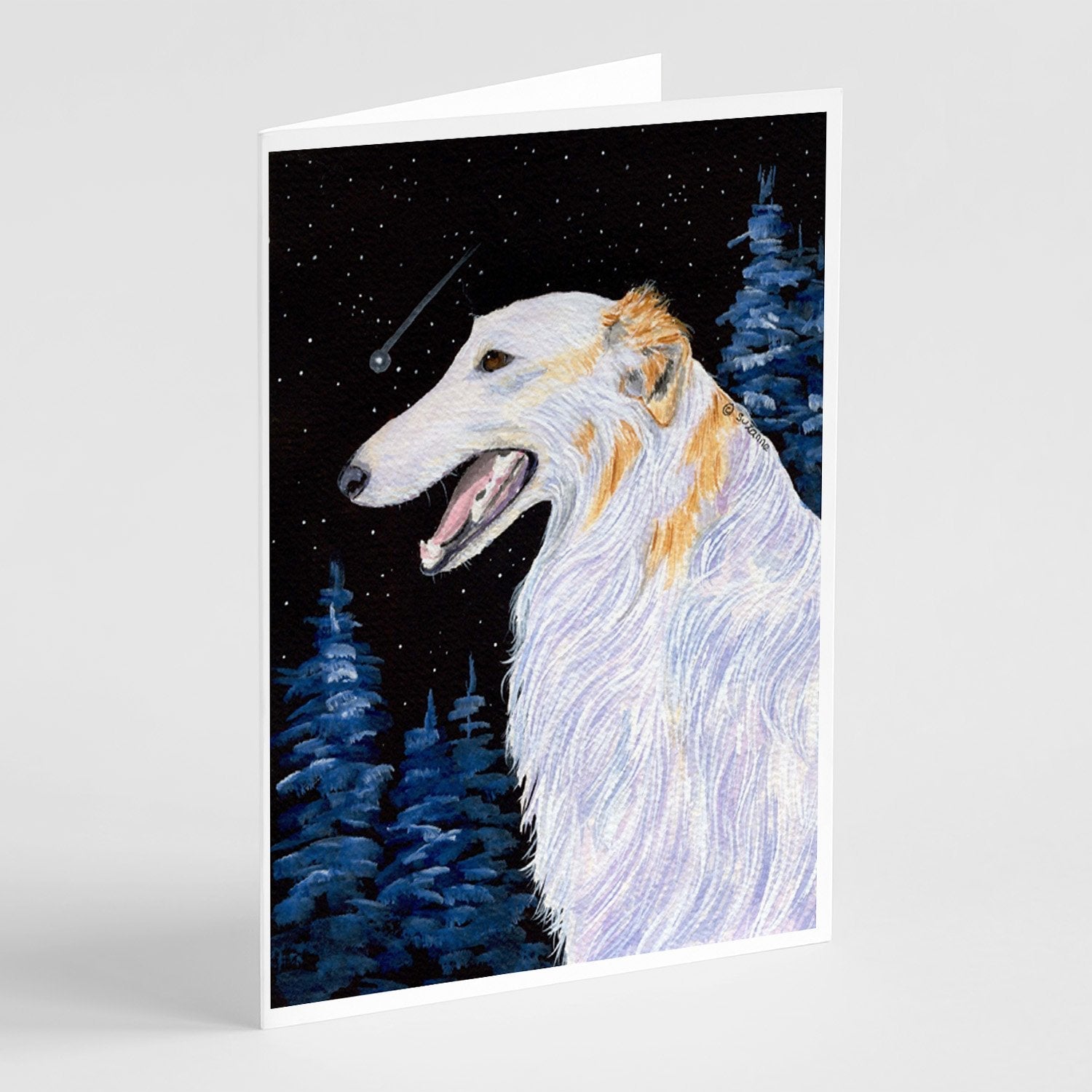 Borzoi Greeting Cards Pack of 8 Blank Cards with Envelopes Whimsical A7 Size 5x7