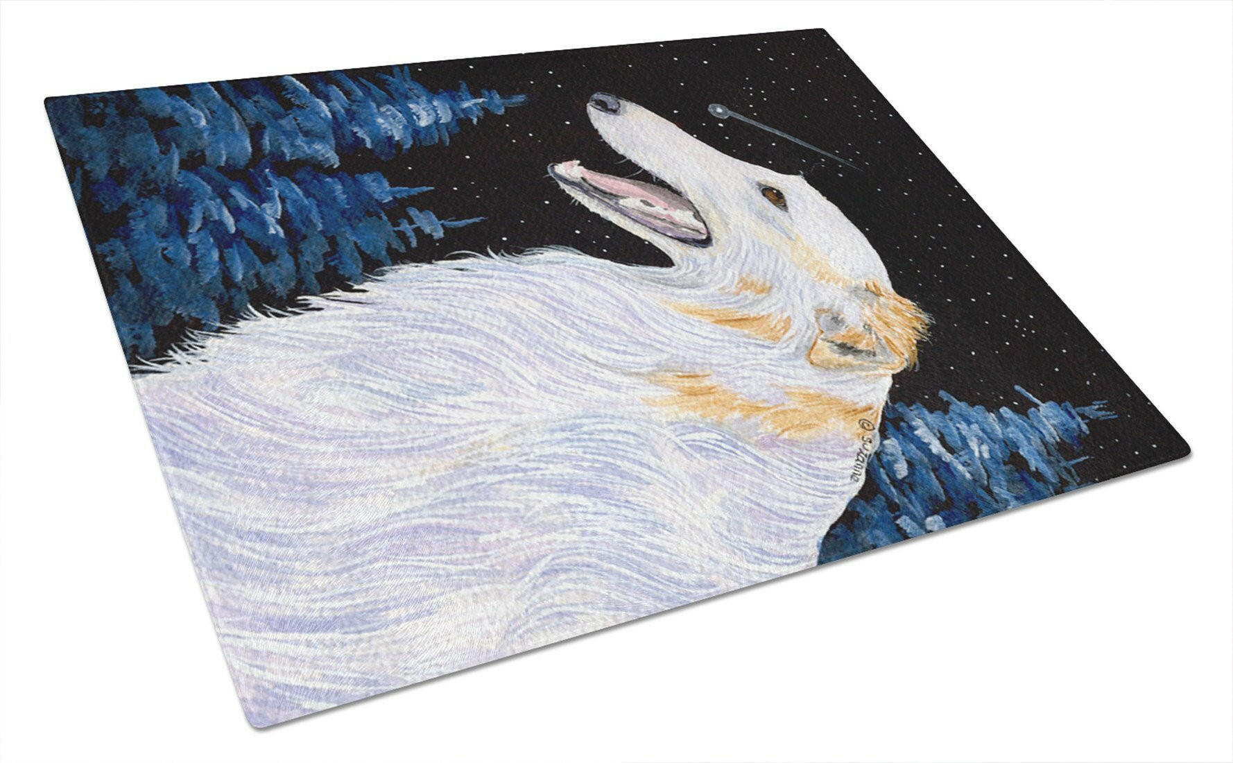 Borzoi Cutting Board Tempered Glass Kitchen Cutting Surface, Heat Resistant Chopping, Non-Slip Feet, Food Prep & Serving