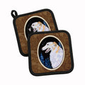 Borzoi Pot Holder Set of 2 Heat Resistant Quilted Hot Pads 7.5 x 7.5 Inch, Insulated Kitchen Trivets for Cooking & Baking
