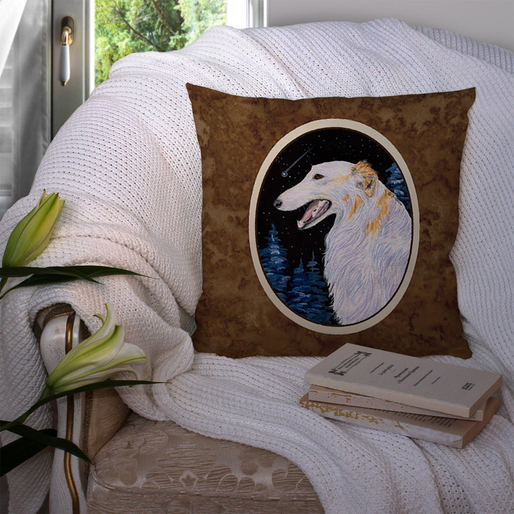 Borzoi Decorative Throw Pillow 14x14 Indoor Outdoor Accent Cushion, Fabric Cover with Insert for Sofa, Bed, Porch & Living Room