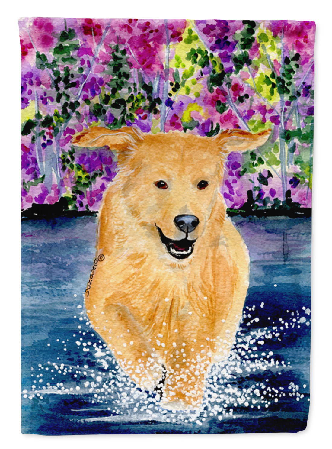 Golden Retriever House Flag 28x40 Porch Sleeve Pole Decorative Outside Yard Banner Artwork Wall Hanging, Polyester