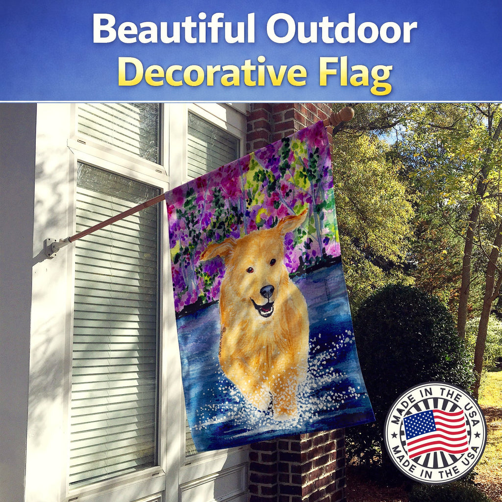 Golden Retriever House Flag 28x40 Porch Sleeve Pole Decorative Outside Yard Banner Artwork Wall Hanging, Polyester