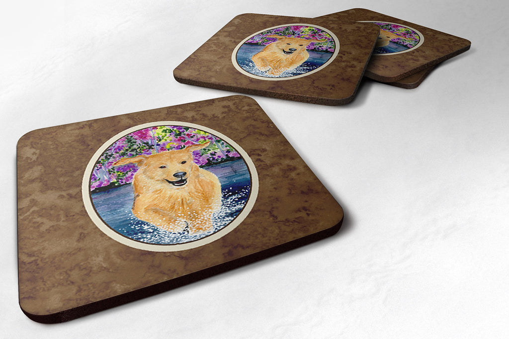 Golden Retriever Foam Coasters Set of 4 Cup Coasters for Indoor Outdoor, Tabletop Protection, Anti Slip, Mouse pad Material