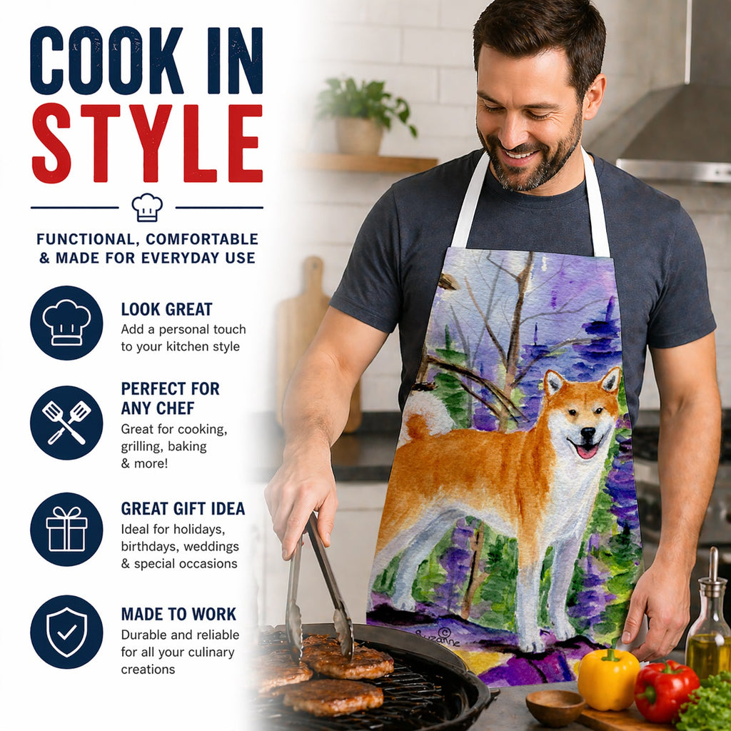 Shiba Inu Apron Cooking Kitchen Server Baking Crafts Gardening for Adult Women Men, Unisex, Large, Multicolor