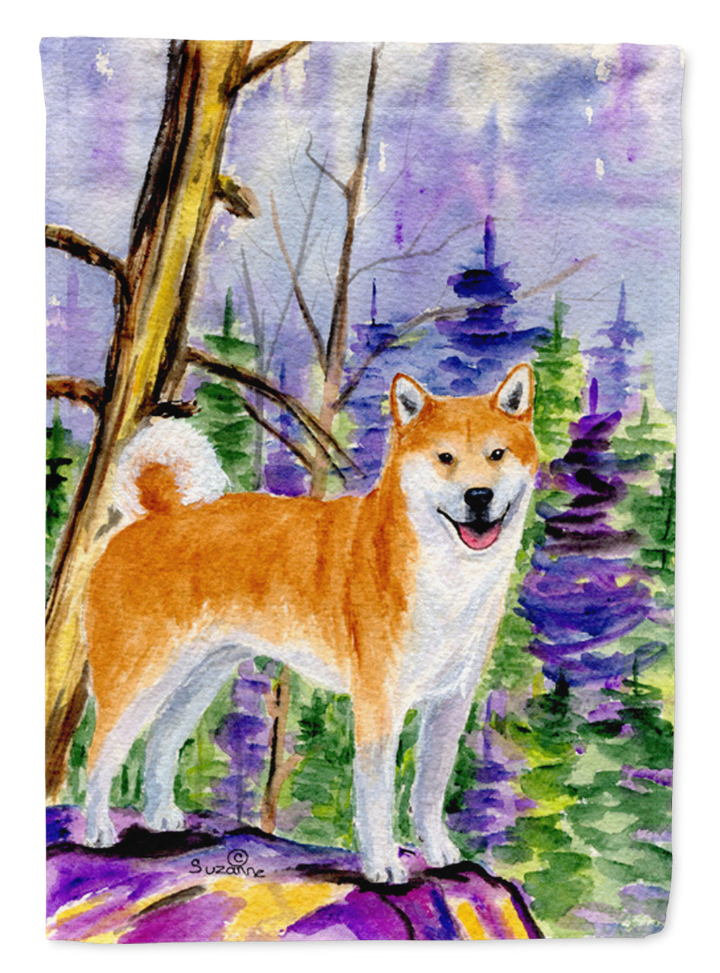 Shiba Inu House Flag 28x40 Porch Sleeve Pole Decorative Outside Yard Banner Artwork Wall Hanging, Polyester