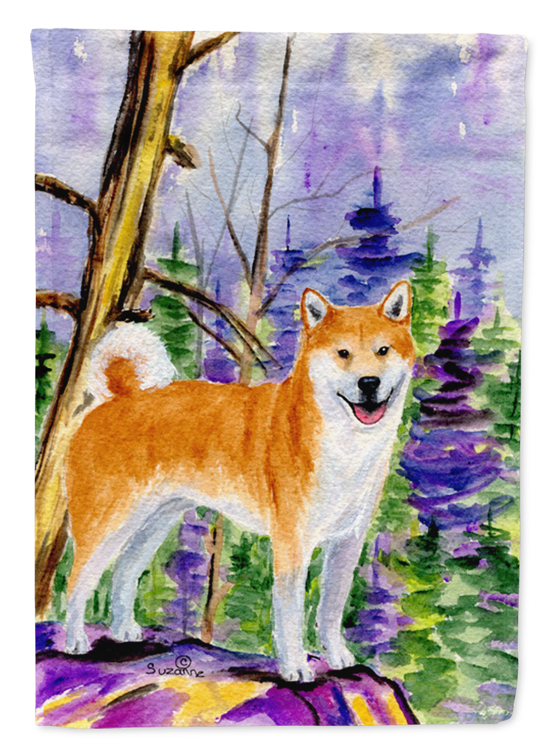 Shiba Inu House Flag 28x40 Porch Sleeve Pole Decorative Outside Yard Banner Artwork Wall Hanging, Polyester