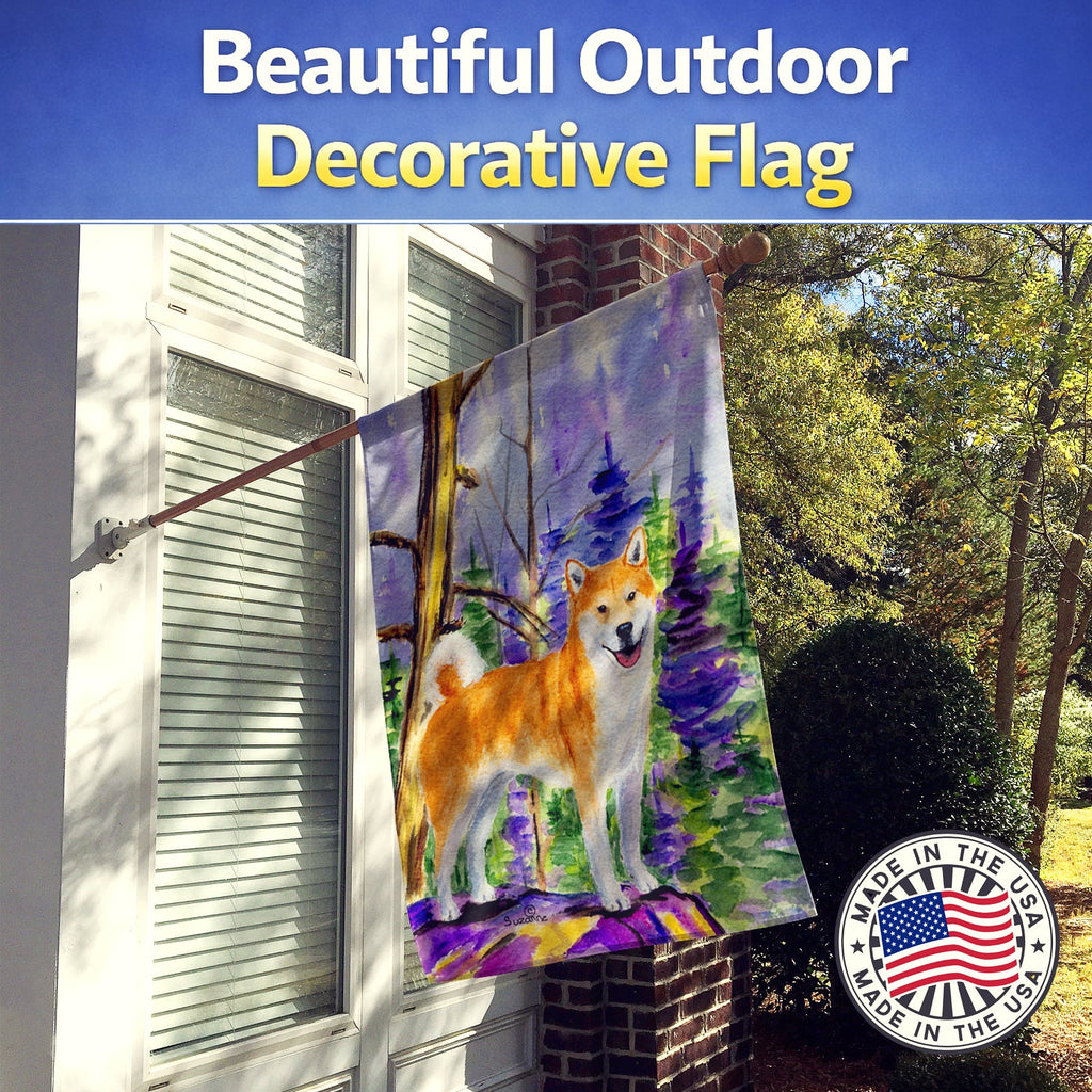Shiba Inu House Flag 28x40 Porch Sleeve Pole Decorative Outside Yard Banner Artwork Wall Hanging, Polyester