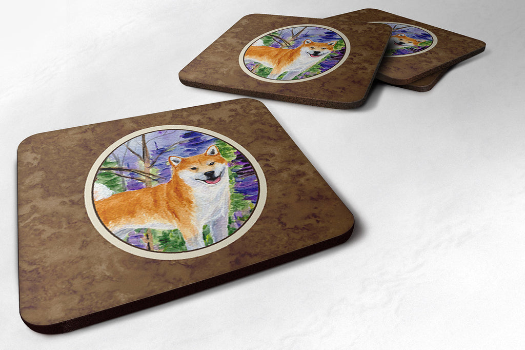 Shiba Inu Foam Coasters Set of 4 Cup Coasters for Indoor Outdoor, Tabletop Protection, Anti Slip, Mouse pad Material