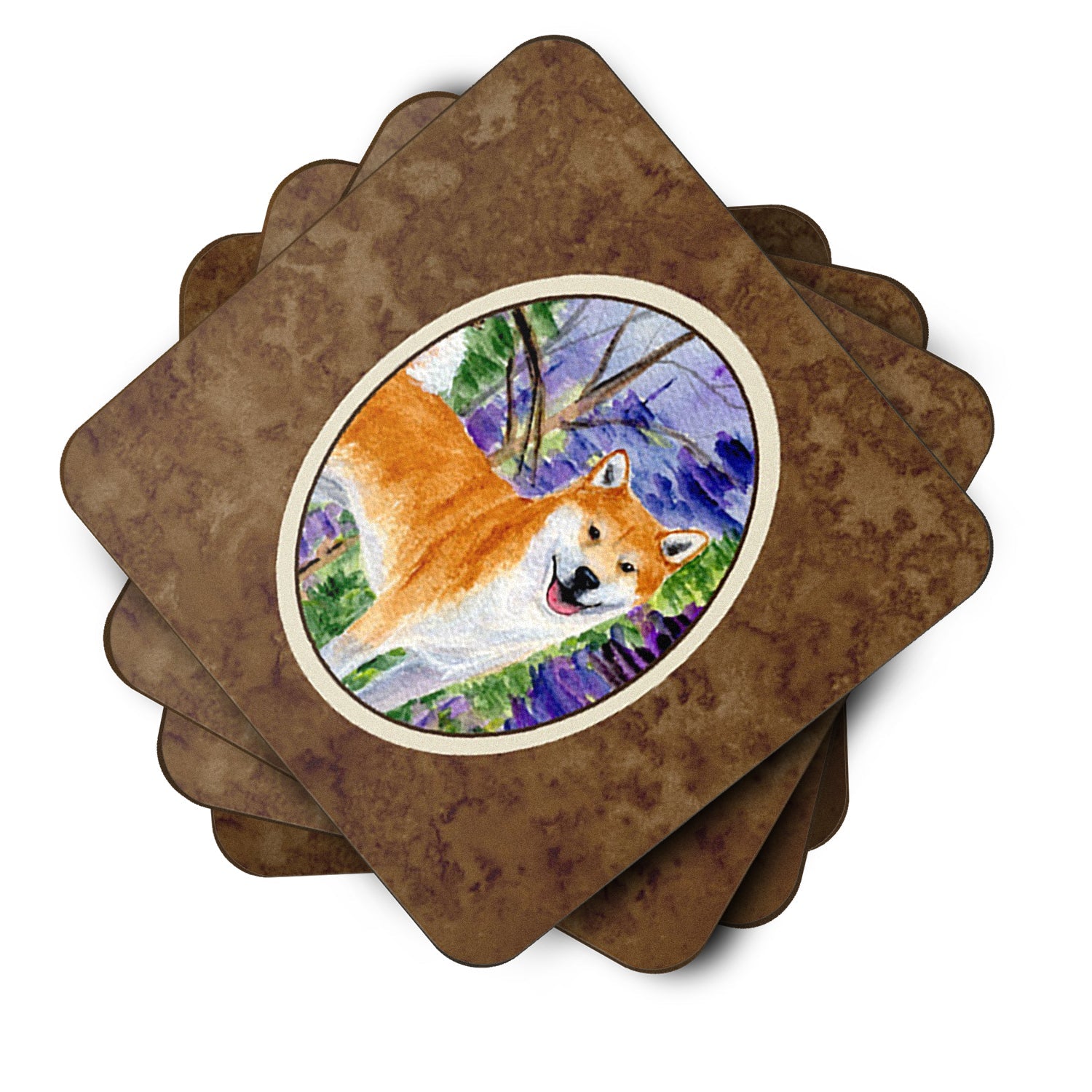 Shiba Inu Foam Coasters Set of 4 Cup Coasters for Indoor Outdoor, Tabletop Protection, Anti Slip, Mouse pad Material