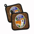 Shiba Inu Pot Holder Set of 2 Heat Resistant Quilted Hot Pads 7.5 x 7.5 Inch, Insulated Kitchen Trivets for Cooking & Baking