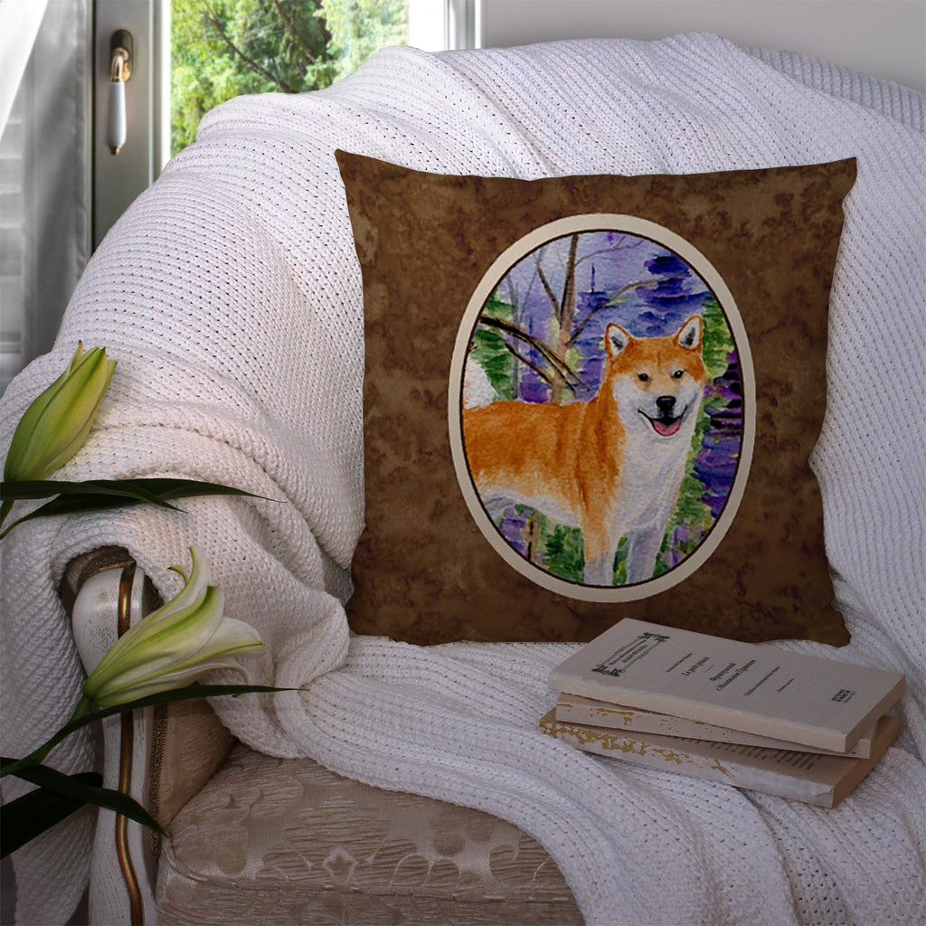 Shiba Inu Decorative Throw Pillow 14x14 Indoor Outdoor Accent Cushion, Fabric Cover with Insert for Sofa, Bed, Porch & Living Room