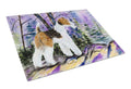 Fox Terrier Cutting Board Tempered Glass Kitchen Cutting Surface, Heat Resistant Chopping, Non-Slip Feet, Food Prep & Serving