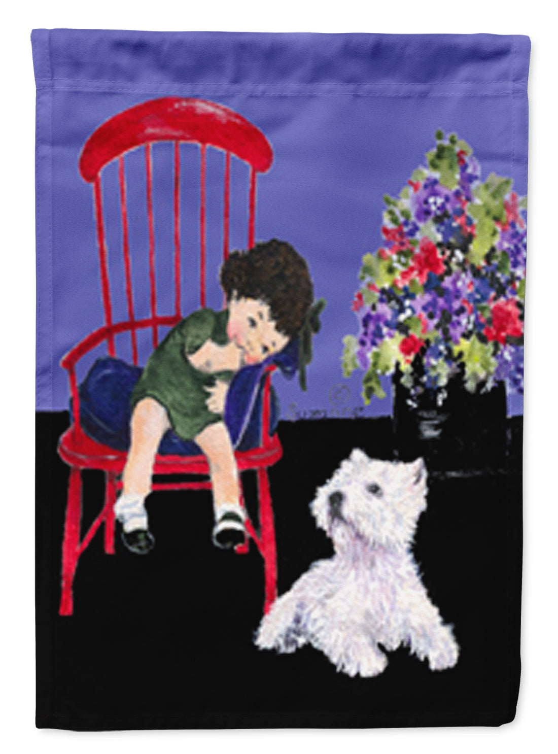 Westie House Flag 28x40 Porch Sleeve Pole Decorative Outside Yard Banner Artwork Wall Hanging, Polyester