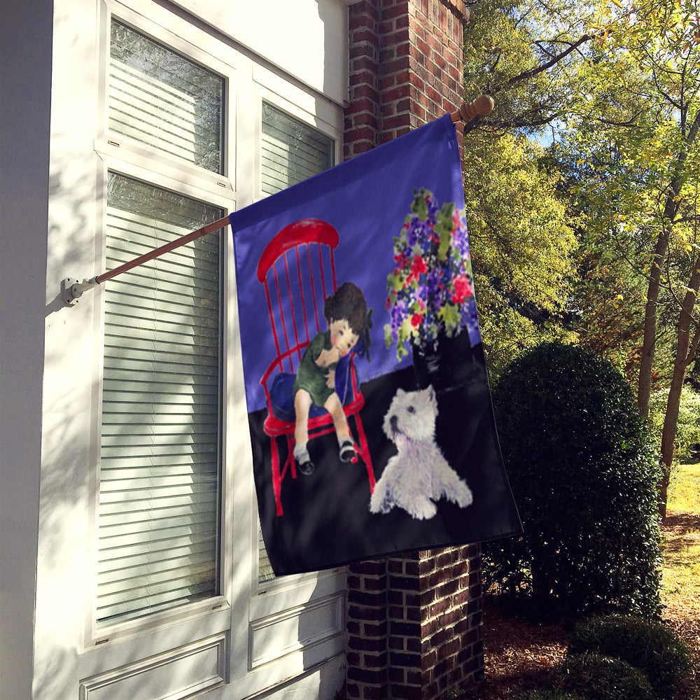 Westie House Flag 28x40 Porch Sleeve Pole Decorative Outside Yard Banner Artwork Wall Hanging, Polyester