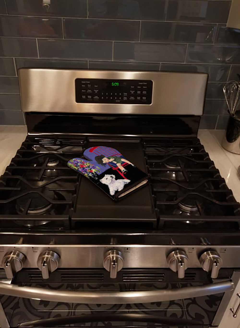 Westie Oven Mitt Heat Resistant Thick Oven Mitt for Hot Pans and Oven, Kitchen Mitt Protect Hands, Cooking Baking Glove
