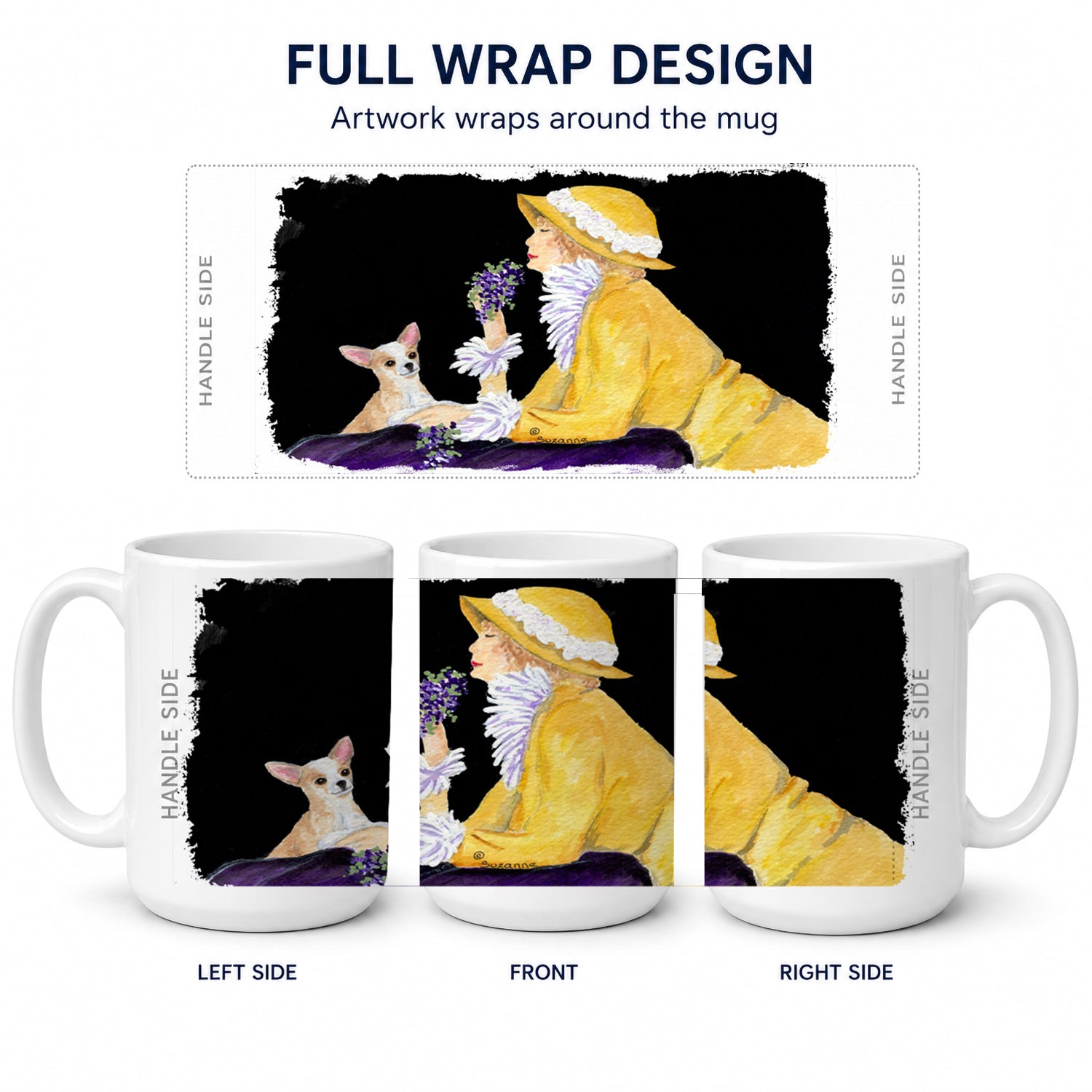Chihuahua Ceramic Coffee Mug 15 oz Decorative Large C Handle Mug Cup for Tea, Cocoa Hot Chocolate