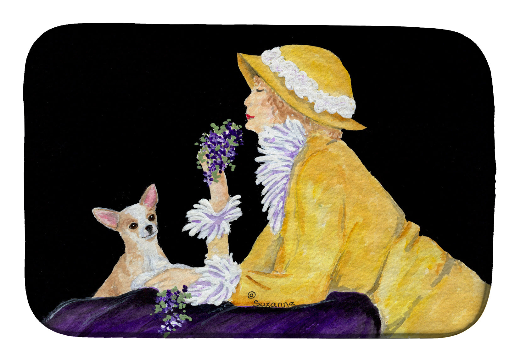 Chihuahua Dish Drying Mat Absorbent Dish Drying Mat Pad for Kitchen Counter Dish Drainer Mat for Countertop, 14 x 21", Multicolor