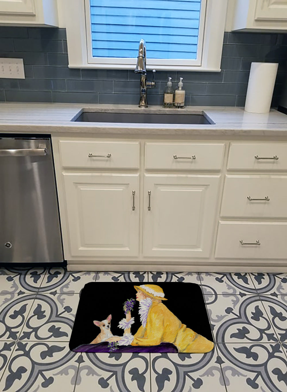 Chihuahua Memory Foam Kitchen Mat Machine Washable Anti-Fatigue Cushion Comfort Bath or Kitchen Rug