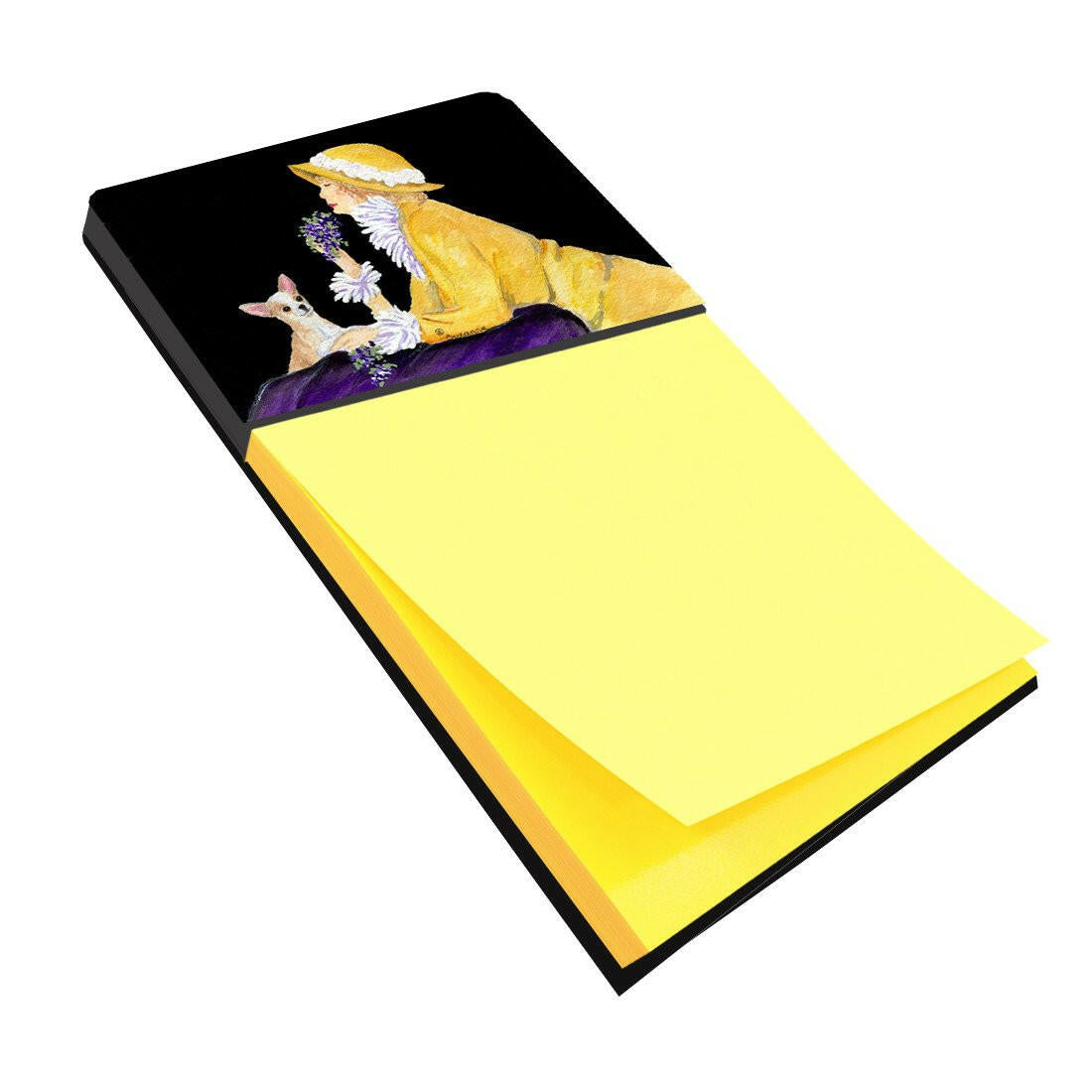 Chihuahua Watercolor Sticky Note Holder Refillable Dispenser Desk Accessory 3x3 Pad Gift