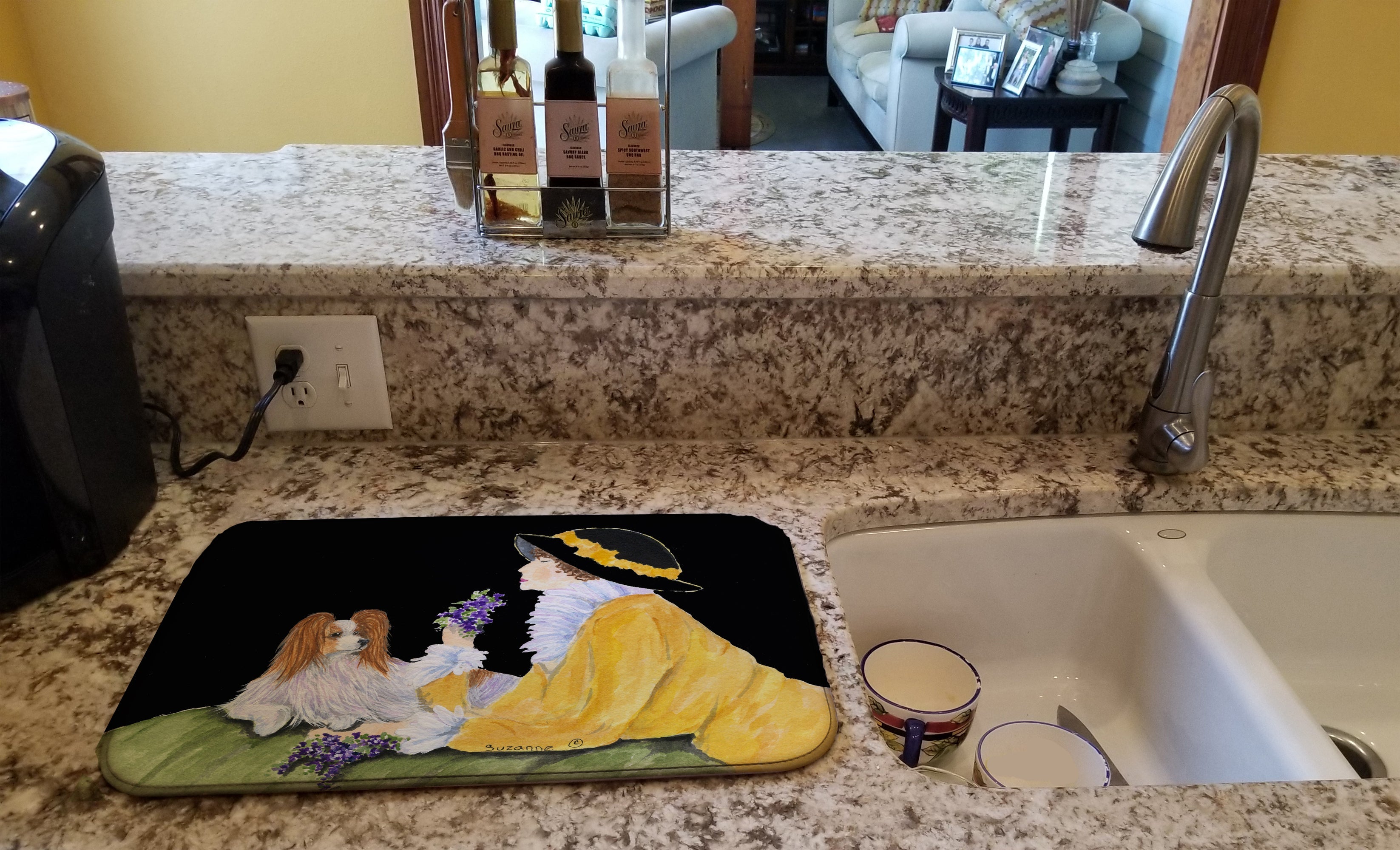 Papillon Dish Drying Mat Absorbent Dish Drying Mat Pad for Kitchen Counter Dish Drainer Mat for Countertop, 14 x 21", Multicolor