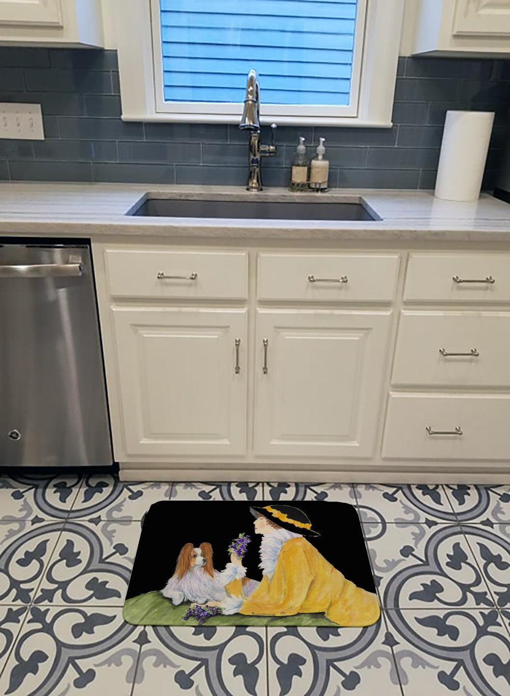 Papillon Memory Foam Kitchen Mat Machine Washable Anti-Fatigue Cushion Comfort Bath or Kitchen Rug
