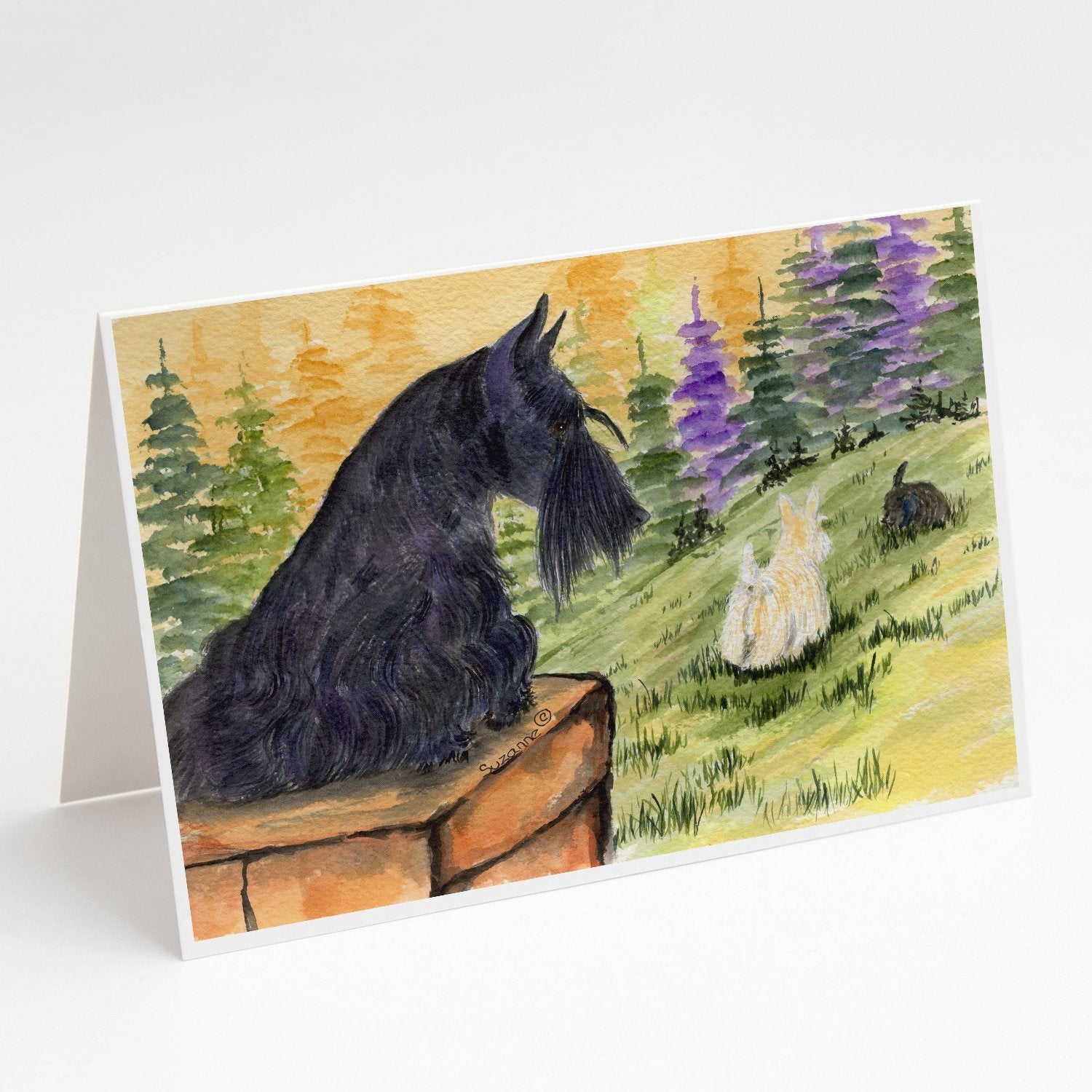 Scottish Terrier Greeting Cards Pack of 8 Blank Cards with Envelopes Whimsical A7 Size 5x7