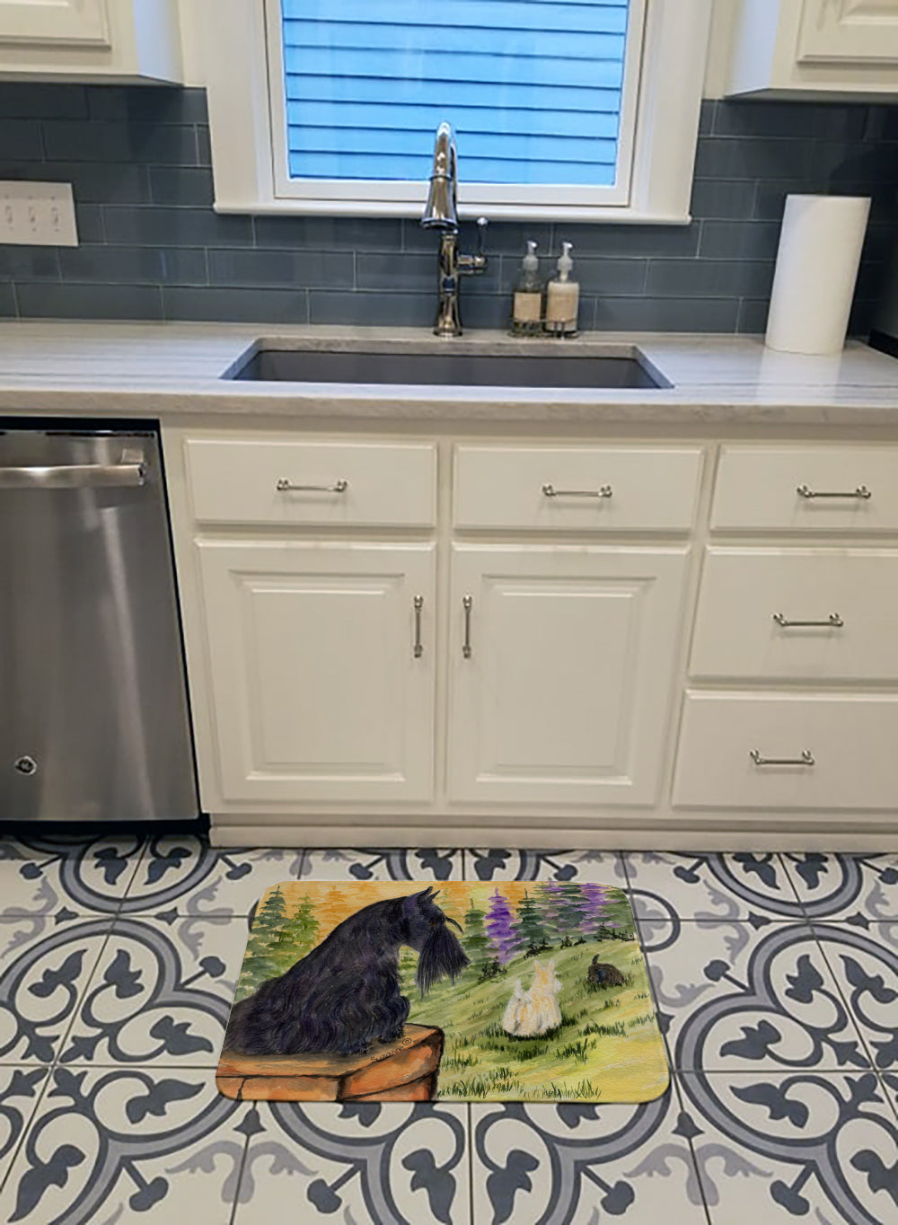 Scottish Terrier Memory Foam Kitchen Mat Machine Washable Anti-Fatigue Cushion Comfort Bath or Kitchen Rug