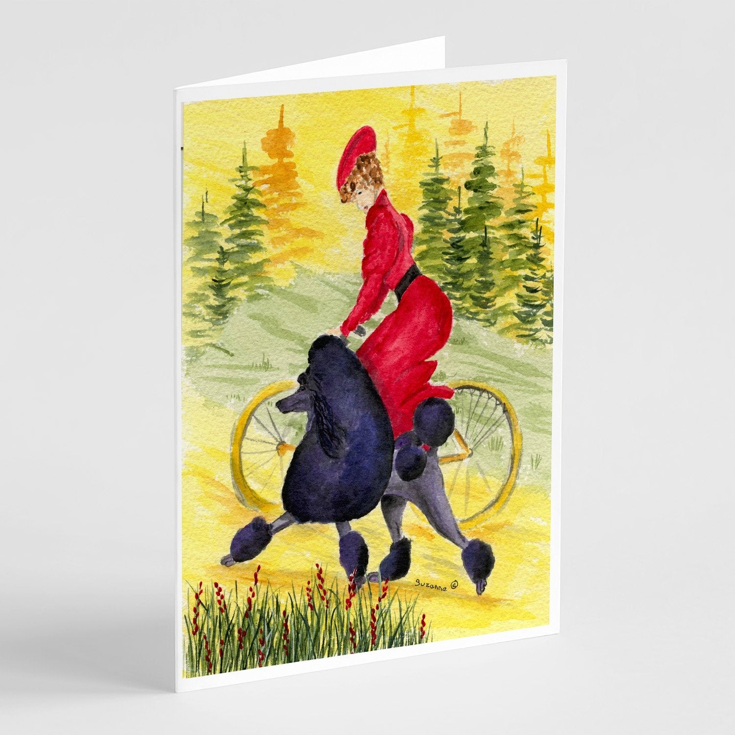 Poodle Greeting Cards Pack of 8 Blank Cards with Envelopes Whimsical A7 Size 5x7