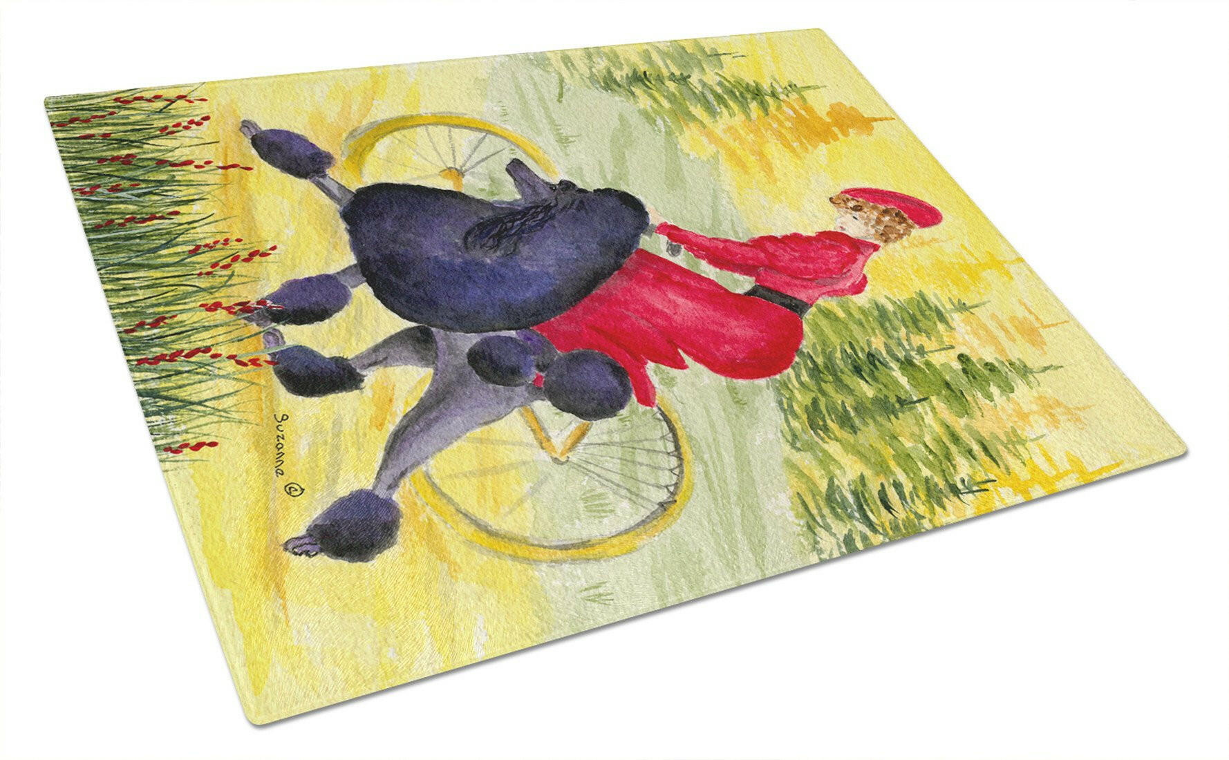 Poodle Cutting Board Tempered Glass Kitchen Cutting Surface, Heat Resistant Chopping, Non-Slip Feet, Food Prep & Serving