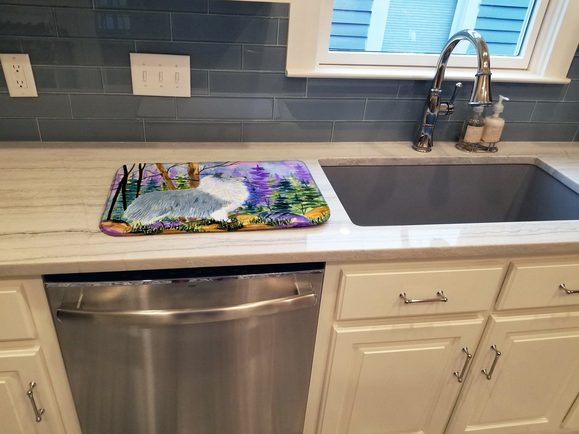 Sheltie Dish Drying Mat Absorbent Dish Drying Mat Pad for Kitchen Counter Dish Drainer Mat for Countertop, 14 x 21", Multicolor