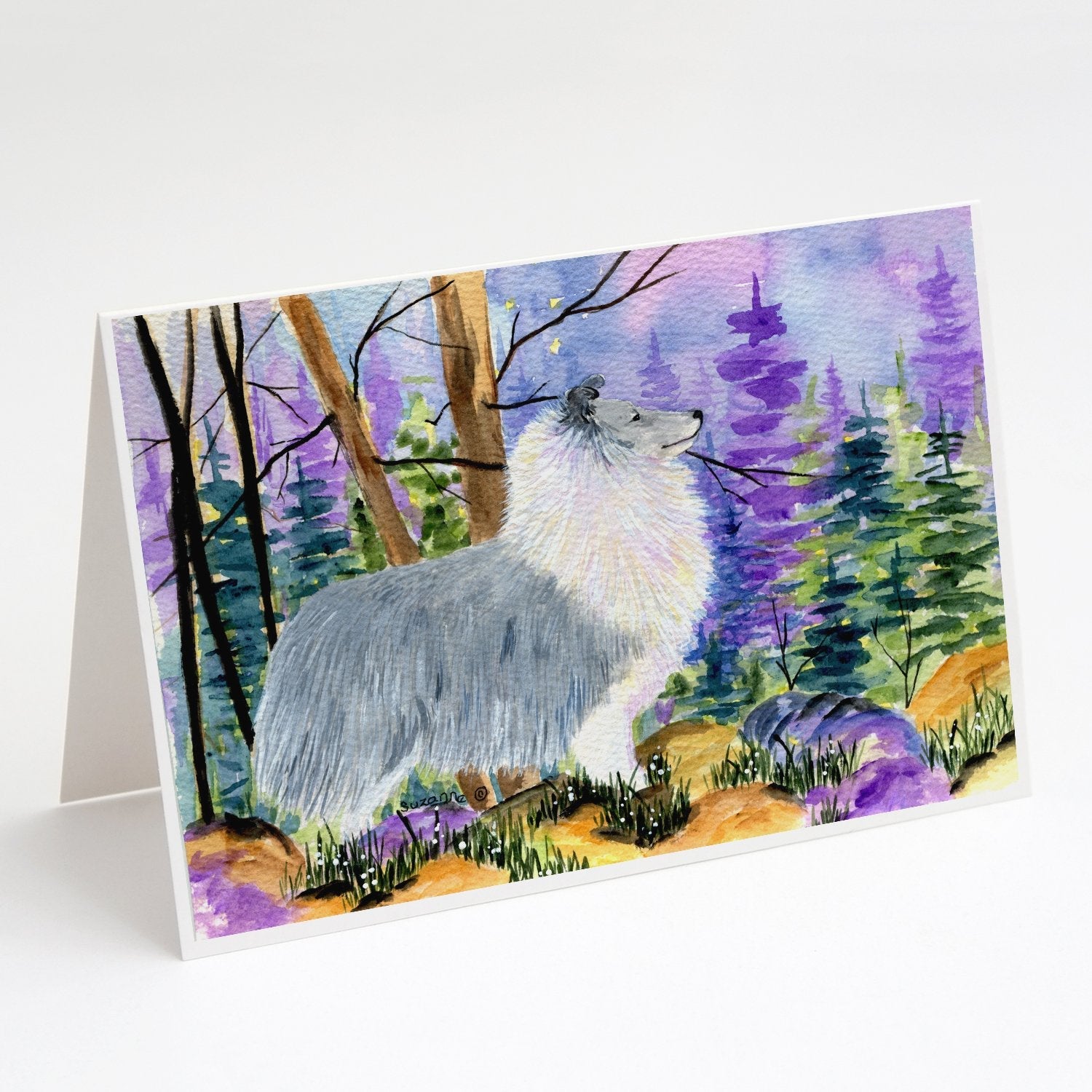 Sheltie Greeting Cards Pack of 8 Blank Cards with Envelopes Whimsical A7 Size 5x7