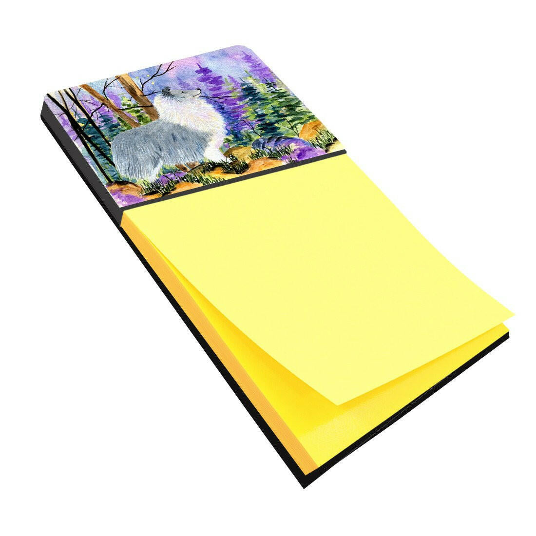 Sheltie Watercolor Sticky Note Holder Refillable Dispenser Desk Accessory 3x3 Pad Gift